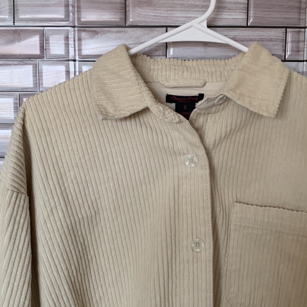Canyon Creek Beige Ribbed Shacket Size Small - Picture 3 of 6